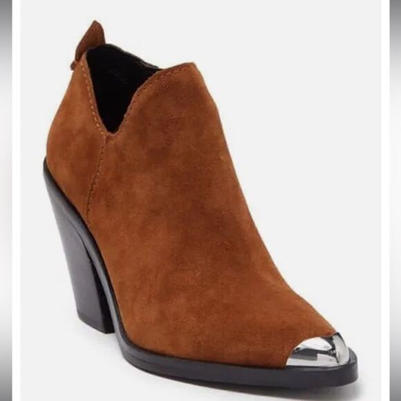 Rebecca Minkoff Seiji Notched Suede Ankle Boots Size 10 - Picture 1 of 10